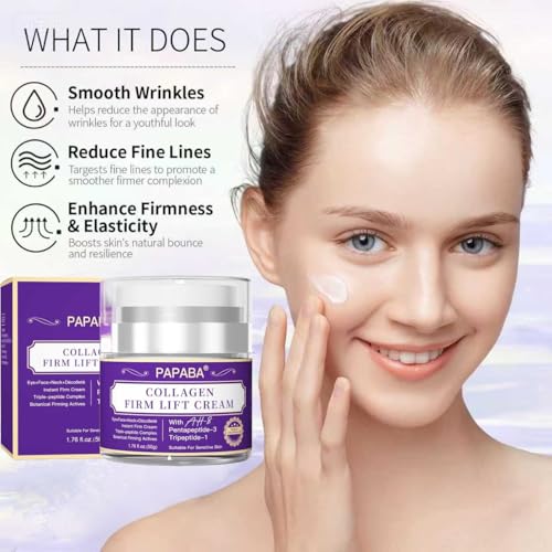 Instant Face Lift Cream Neck Firming Tight Moisturizer Women Men- Collagen & Tripeptide AH-8 Updated Formula For Eye D?collet? Firming Cream for Visible Tightening -Sensitive Skin - Day & Night
