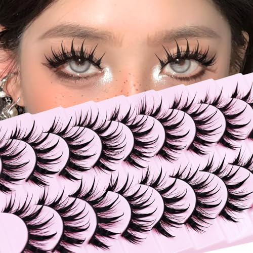 Anime Cat Eye False Eyelashes 10 Pairs - 16mm Wet C-Curl