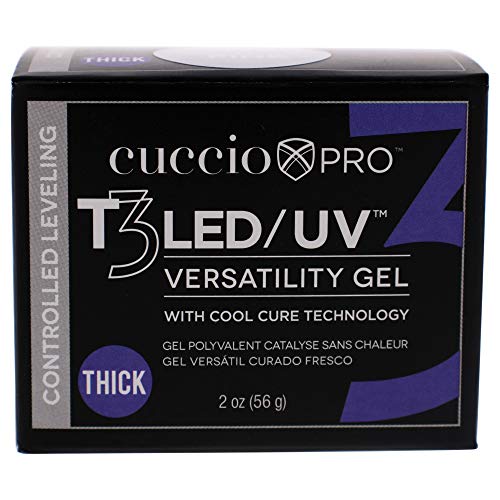 Cuccio Pro T3 LED/UV Cool Cure Versatility Gel - Self-Levelling Gel With Calcium - Incredibly Flexible - Strong Adhesion - High Shine Finish - Fast Application - Pink - 2 Oz Nail Gel