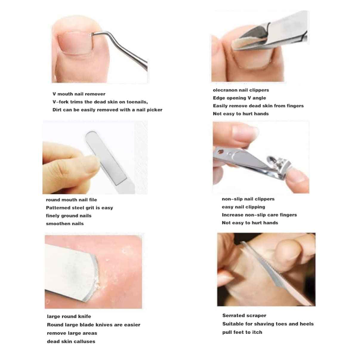 Nail Clipper,Heavy Duty Ingrown Podiatrist Toenail Tool Kit,Stainless Steel Long Handle Cosmetic Pedicure Set for Ingrown and Thick Nails for Callus 8Piece