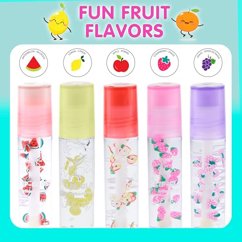 10-Pack Fruity Lip Gloss Set with Carrying Case for Kids