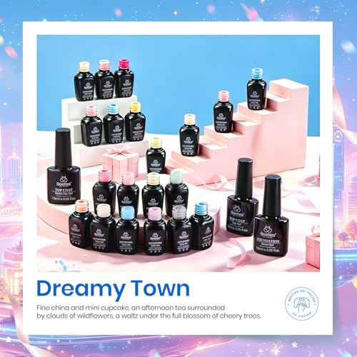 Beetles Dreamy Town Pastel Gel Nail Polish Set - 20 Colors, 23 Pcs Spring Macaron Kit