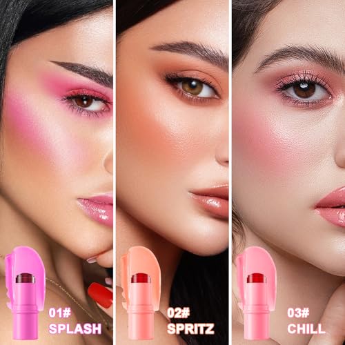Jelly Blush Contour Stick Trio - Waterproof Cheek & Eye Makeup Set