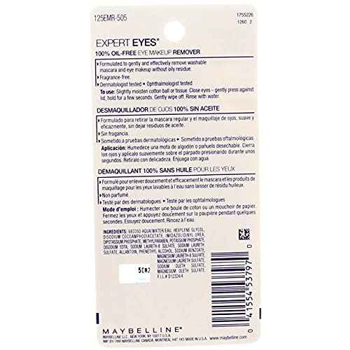 Maybelline Expert Eyes 100% Oil Free Eye Make-Up Remover, 2.3 oz (Pack of 2)