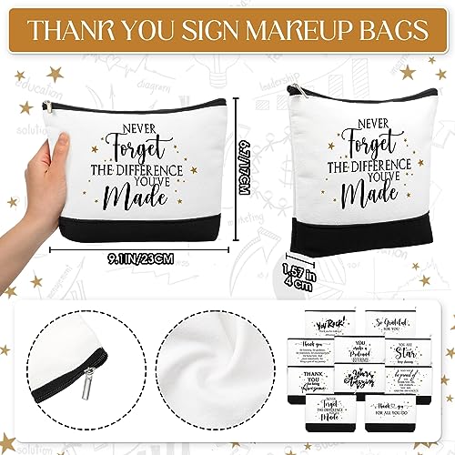 Cunno 30 Pcs Employee Appreciation Gifts Inspirational Canvas Makeup Bags Bulk Cosmetic Pouch with Zipper Travel Toiletry Organized for Women Coworkers Staff, 6 Style(Classic)