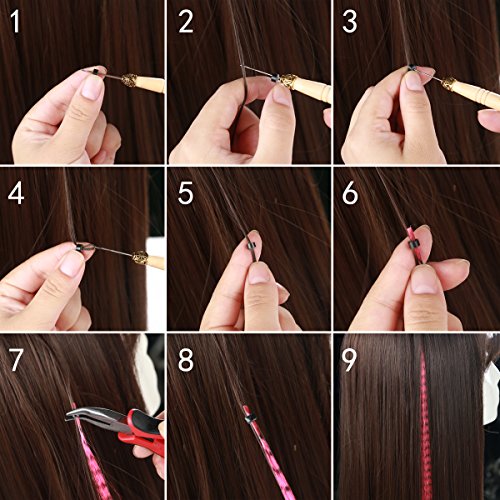 SARLA Feather Hair Extensions 16 Inch 100 Pcs I-Tip Synthetic
