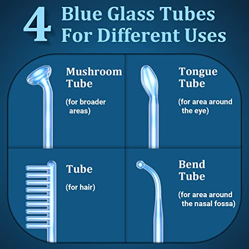 TUMAKOU High Frequency Facial Wand - 4 Blue Glass Tubes
