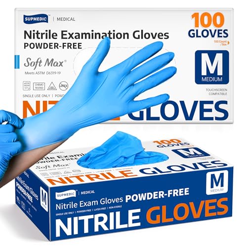 Supmedic Soft Max Nitrile Exam Gloves - 100 Count, Latex-Free & Food Safe