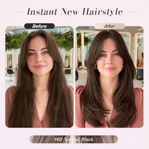 Clip-In Curtain Bangs - 100% Real Human Hair, Lightweight 9g