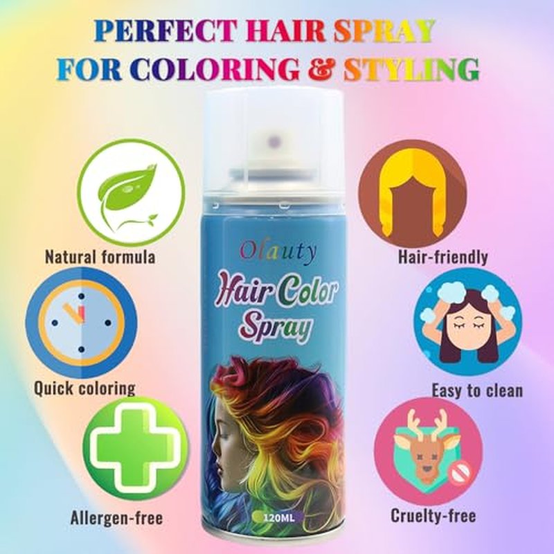 Minfei Green Temporary Hair Color Spray for Kids & Adults - Washable & Non-Sticky (120ML)