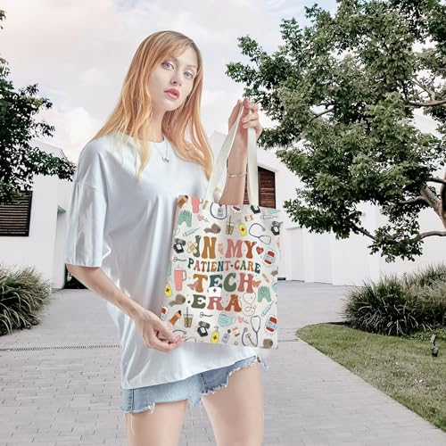 WCGXKO PCT Merchandise Patient Care Tech Gift PCT Nurse Appreciation In My Patient Care Tech Era Canvas Shopping Bag Tote Bag