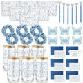 48 Pcs Bridesmaid Gifts Proposal Bulk Something Blue Crew Gift Blue Hair Scrunchies Proposal 16 Oz Glass Cup Makeup Bag Butterfly Clips Card Envelope Pen for Bachelorette Bridal Shower Decor
