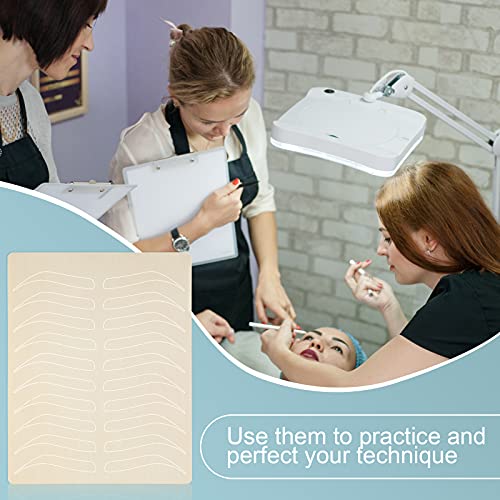 Leelosp 24 Pieces Microblading Practice Skin Double Sided Microblading Supplies Eyebrows Tattoo Fake Practice Skin Silicone No Ink Makeup Silicone Fake Brow Sheet