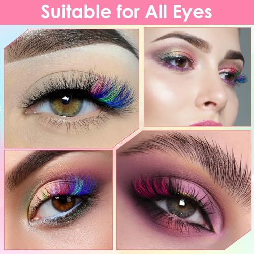 240 Pcs Colored Lash Clusters - 8 Colors, 14mm/16mm D Curl