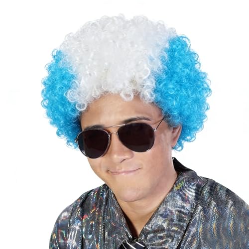 Argentina Flag Afro Wig for Football Fans - World Cup 2026