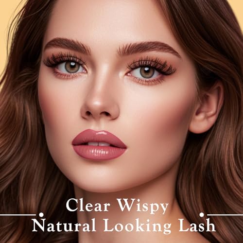 APCYUST Natural Wispy Cat Eye Lashes - 14 Pairs Clear Band