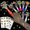 72 Pcs Dinosaur Party Favors Set - LED Finger Lights & Glow Tattoos