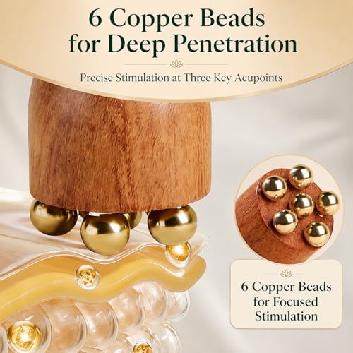 Copper Bead Eye Roller with Rosewood Handle for Puffy Eyes