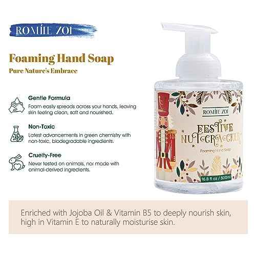 ROMIIE ZOI Christmas Foaming Hand Soap with Gift Box - Festive Nutcracker, Infused with Sugar Plum Aroma - 500ml/ 16.8 fl. oz