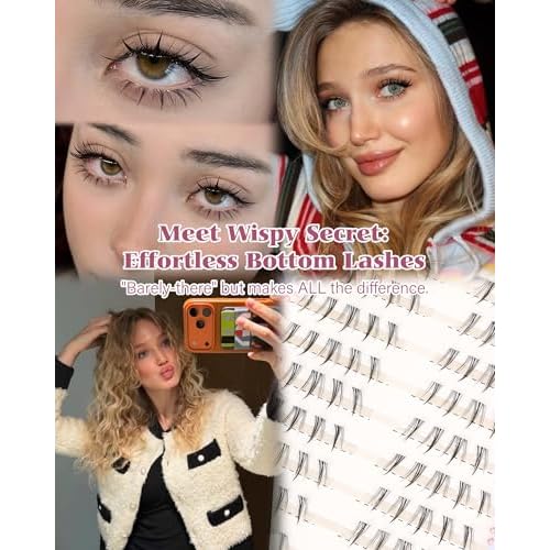 Calphdiar Bottom Lashes Naturtal 5-7MM Bottom Eyelash Clusters Clear Band Lower Individual Lashe CC Curl Cluster Eyelash Extensions Pre-Mapped Lash Clusters for Everyday Looks Easy to Use