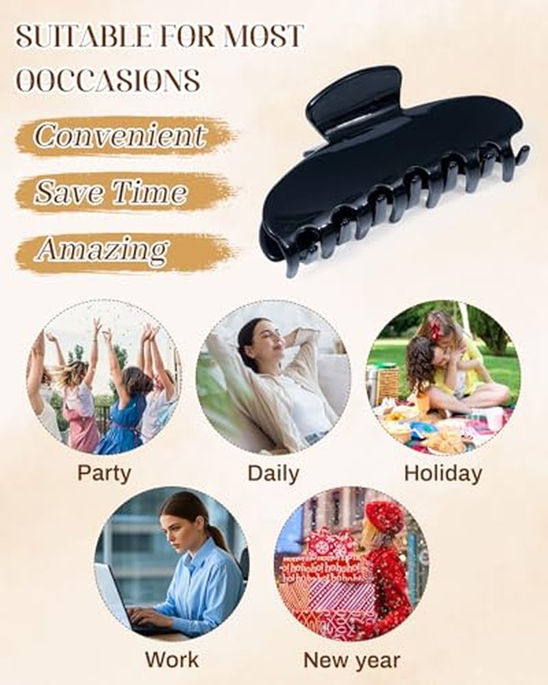 ACECHA Large Black Hair Claw Clip - 4.1" Acetate French Clip