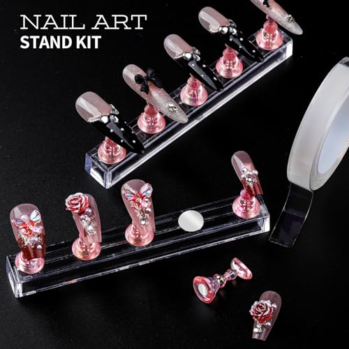 Teenitor DIY Nail Art Kit with 3D Charms, Rhinestones, Brushes & Stands