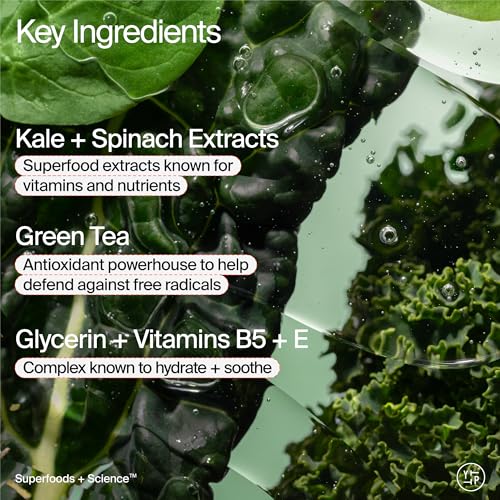 Youth To The People Superfood Facial Cleanser - Kale + Green Tea Daily Face Wash, Gentle Makeup Remover, with Soothing Antioxidants for Glowing Skin, pH Balance, Clean Pores, Sulfate-free, Refillable