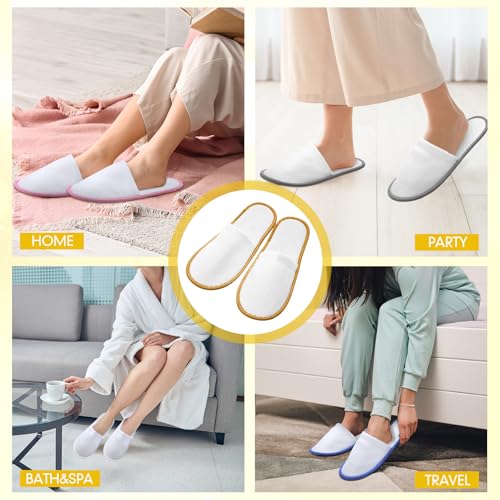 30 Pairs Disposable House Slippers for Guests, Bulk House Slipper Color Non Slip Pack for Hotel, Spa, Wedding, Travel, Party, Shoeless Home, Adult Men and Women