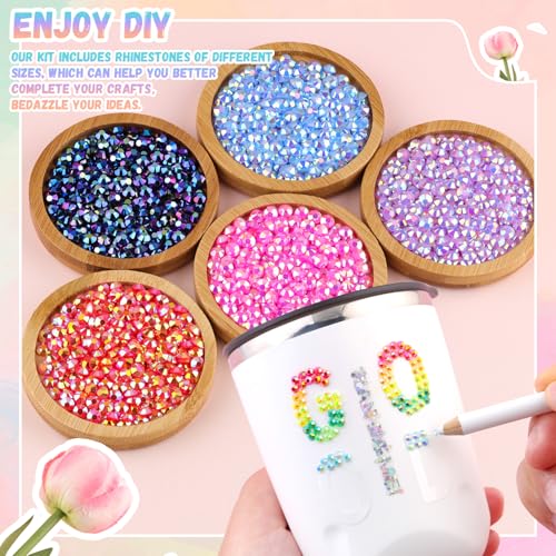 6600Pcs Mixed-Color 5mm Resin Rhinestones with B7000 Glue for Crafts