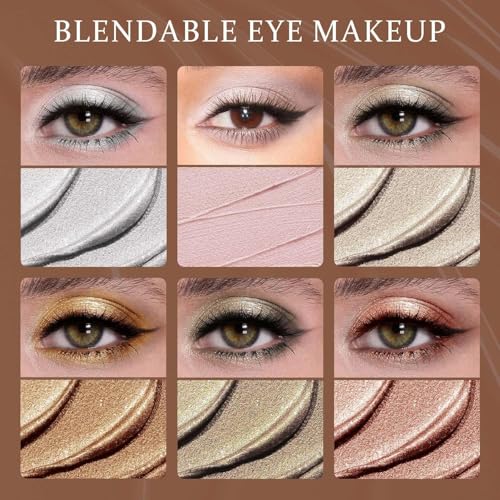6Pcs Waterproof Eyeshadow Stick Set - Matte & Shimmer