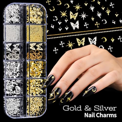 Teenitor DIY Nail Art Kit with 3D Charms, Rhinestones, Brushes & Stands