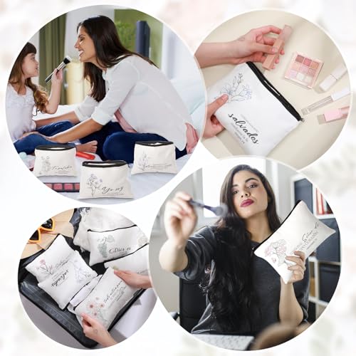 30 Pcs Spanish Christian Easter Gifts for Women Bulk Easter Religious Cosmetic Bags Inspirational Bible Verse Pencil Pouch Christian Makeup Bags with Zipper Church Gift for Travel Women