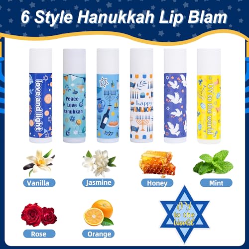 24 Pcs Hanukkah Gifts Include Lip Balm Thank You Tag Organza Bag for Women Birthday Hanukkah Gifts