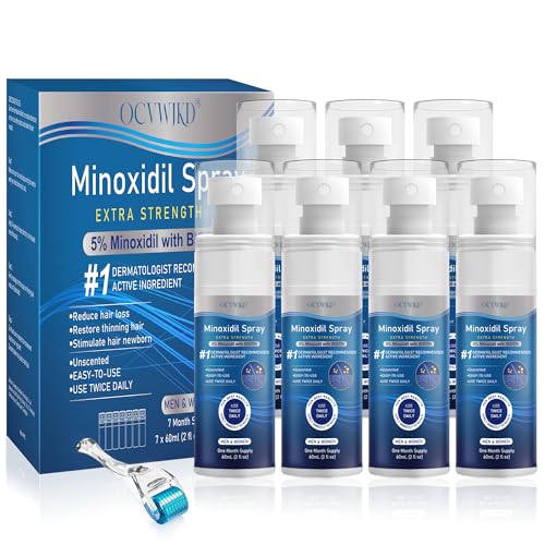 5% Minoxidil for Men and Women, Regrowth Serum, Extra Strength Spray for Hair Loss, Minoxidil 5 Percent, Thicker Healthier Hair, Beard Growth Kit, Topical Treatment, 60ml x 7 Bottles£¨Extra Strength£©