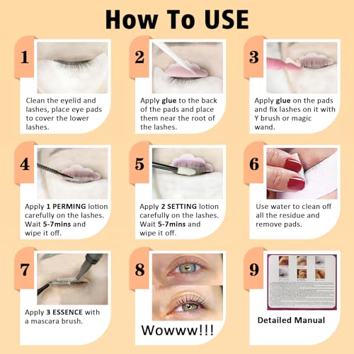 Korean Lash Lift Kit for Home – Eyelash Perm with Glue & Pads