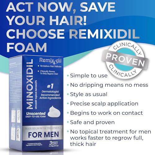Remixidil Men's 5% Minoxidil Foam - Hair Regrowth Treatment