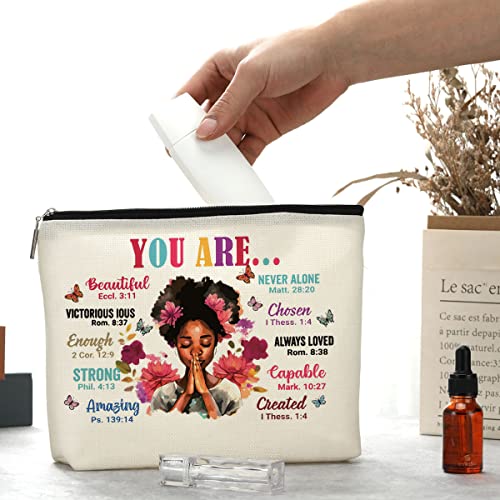 Black Girl Makeup Bag Afro Black Girl African American Cosmetic Bag Inspirational Gifts for Women Mom Sister Daughter Best Friends Nurse Coworker Birthday Graduation Friendship Christmas It's Okay