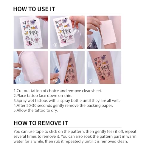 Halloween Temporary Tattoos for Kids - 10 Sheets 150+ Designs