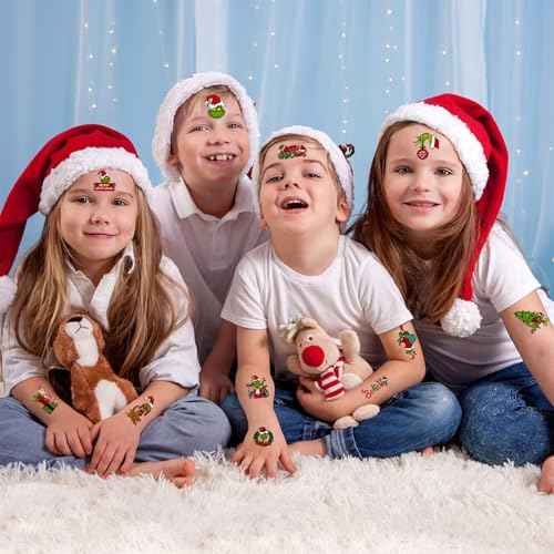 Christmas Temporary Tattoos for Kids - 60 Sheets Christmas Tattoo Stickers for Crafts - Xmas Stocking Stuffers Party Favors for Christmas Decorations Party Supplies