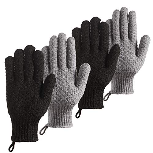 Exfoliating Bath Gloves - 4 Pack Extended Scrubbing Mitts