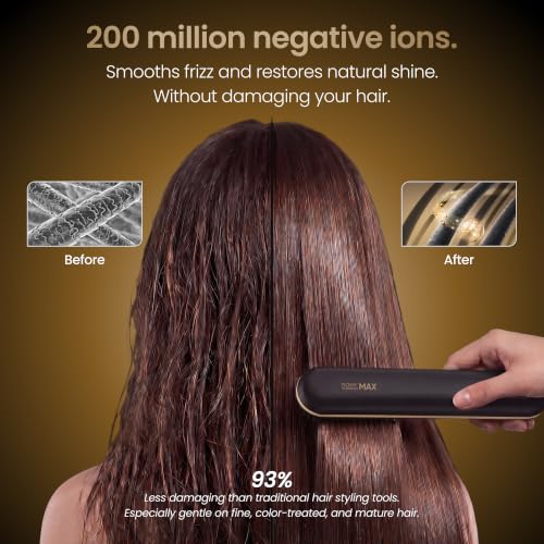 FLOWN Go Brush MAX - Cordless Ionic Hair Straightener Brush