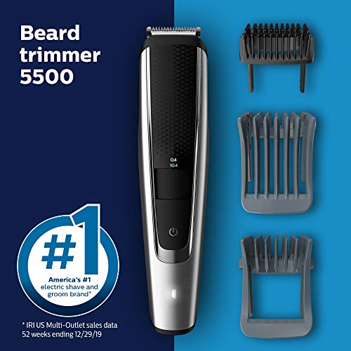 Philips Norelco Series 5500 Beard & Hair Trimmer BT5511/49, Cordless, Washable, Adjustable Lengths