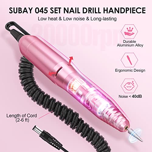 Subay Professional Finger Toe Nail Care Electric Nail Drill Machine with 120Pcs Clear Nail Color Swatches Display for Gel Polish Spiral Nail Sample Practice Sticks