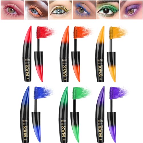 Colored Mascara Set 6 Pack - Waterproof 4D Silk Fiber Lash