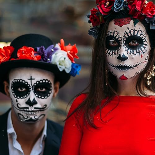 12-Pack Halloween Sugar Skull Face Tattoos, Day of Dead Temporary Makeup