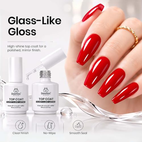 Beetles Extra Glossy No Wipe Gel Top Coat 2 pcs 15ml - B-Clear-2
