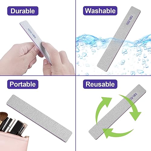 24-Pack Double-Sided Nail Files, 100/180 Grit Emery Boards