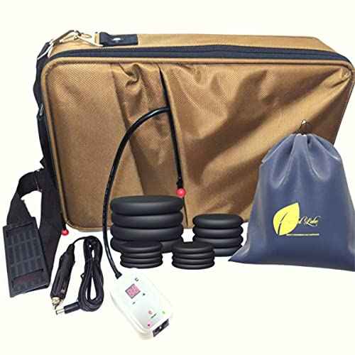 Amethyst Lake Hot Stones Massage Heater Bag Kit, 16 Basalt Hot Stone Warmer Set, Portable & Perfect for Salon and Home Use, Comes with Zipped Inner Bag for Hygienic Transportation and Car Adapter