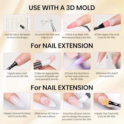 Beetles Clear 3D Builder Nail Gel Kit - Pastel Playland, 2 Pieces, UV Curing