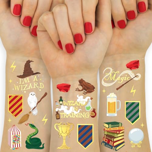 Wizard Party Temporary Tattoos - 60 Gold Foil Designs